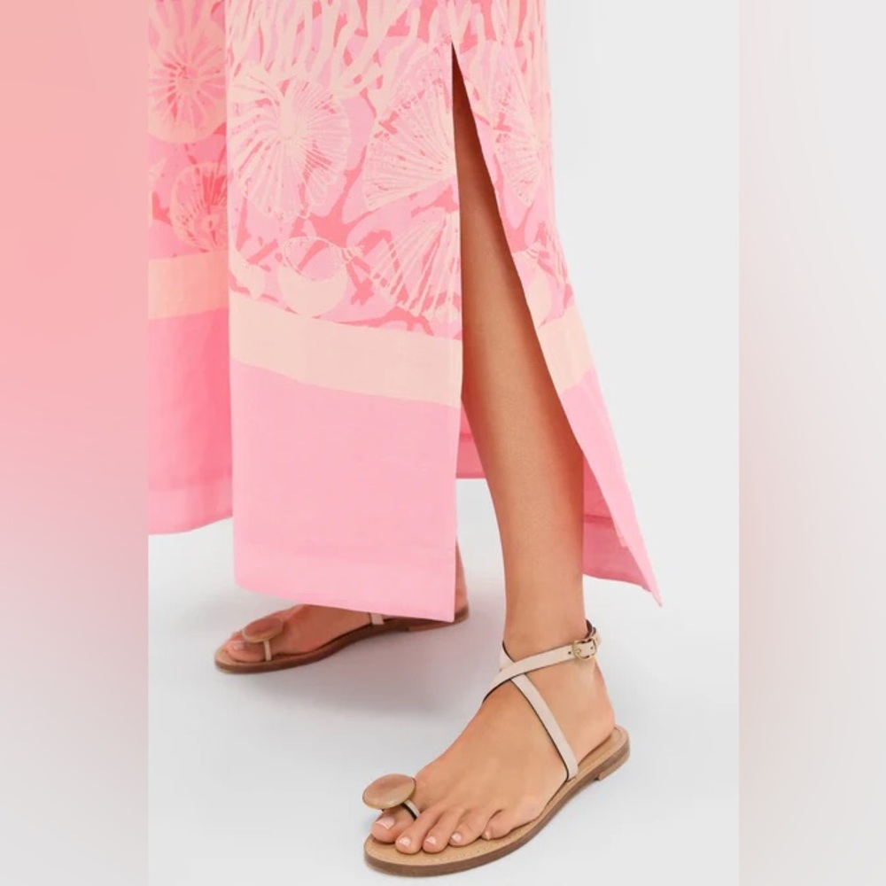 Tuckernuck Hopewell Coral Printed V-Neck Lorena Caftan – Size Small - Picture 5 of 11
